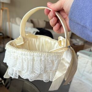 Chic Cream Flower Girl Basket